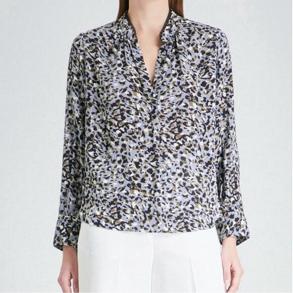 Zadig & Voltaire Tink Leo Crinkle Lace Collar Blouse Size Medium Long Sleeve - Picture 1 of 9